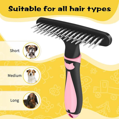 Pet Hair Remover, Dog Cat Hair Remover, Multipurpose - Fuzz & Hairball Reducer, Carpet Groomer, Suitable for Rugs & Carpets (Pink)