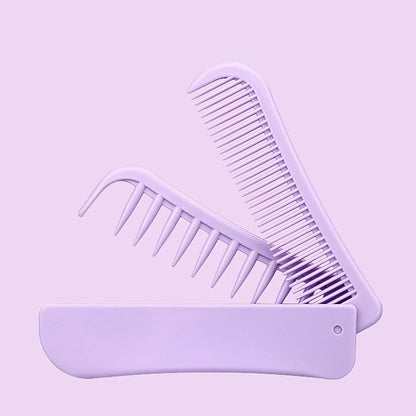Foldable Dual-Head Puppy Brush, Small Dogs Interchangeable Combs Soft Bristles Portable Grooming Tool, Fit for Yorkie Shih Tzu Maltipoo Maltese (Purple)