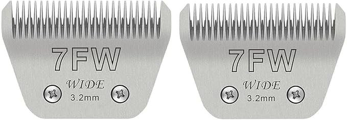 Wide Blades for Dog Grooming Blades Compatible with Andis,Oster A5,Wahl km10 Dog Clippers Stainless Steel Blades Blades for Animal Dog,Cat,Horse, (#7FW(3.2mm)/2PCS)