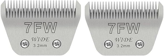 Wide Blades for Dog Grooming Blades Compatible with Andis,Oster A5,Wahl km10 Dog Clippers Stainless Steel Blades Blades for Animal Dog,Cat,Horse, (#7FW(3.2mm)/2PCS)