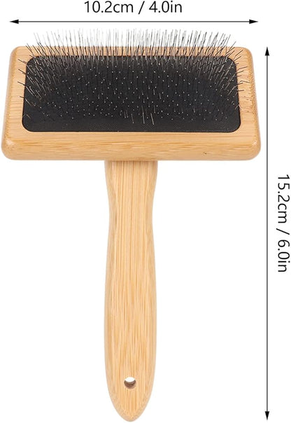 Sheepskin Wool Brush, Sheepskin Wool Wire Brush with Hole Cushion, Macrame Slicker Comb Pet Slicker Brush with Wood Handle for Grooming, Removing Shedding and Dirt (L)