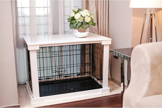 zoovilla White Dog Cage with Crate Cover, Dog Kennel Medium