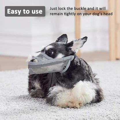 Crazy Felix Nylon Dog Muzzle for Small Medium Large Dogs, Air Mesh Breathable and Drinkable Pet Muzzle for Anti-Biting Anti-Barking Licking (XS, Grey)