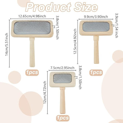 OLYCRAFT 3Pcs 3 Style Macrame Fringe Comb Set Macrame Fringe Combs with Wood Handle Stainless Steel Macrame Combs Pet Grooming Combs Macrame Tassel Brush for DIY Macrame Removing Tangles and Knots