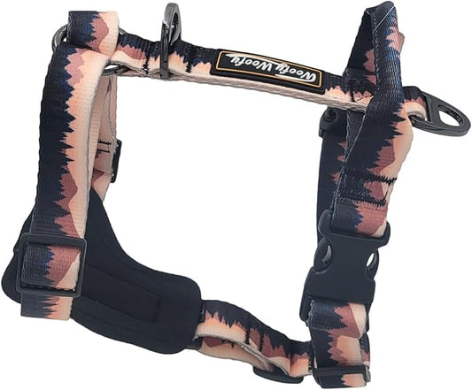 Casual H Dog Harness, No-Pull Pet Harness with 2 Leash Clips, Twilight Forest Gradiant Color, Adjustable Soft Padded Dog Vest for Small Medium Large Dogs (L)