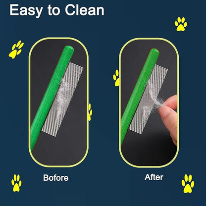 Wooden Small Dog Grooming Brush - Perfect for Shih Tzus, Yorkies, and Maltipoos - Ideal Puppy Hair Brushes for Maltese and Small Breeds (Green)