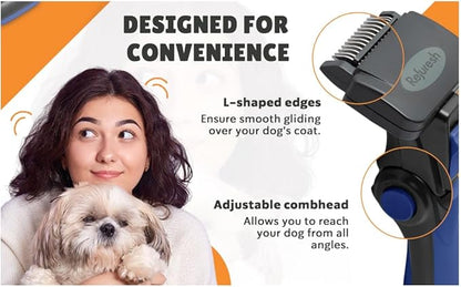 Deshedding Brush for Dogs & Cats - Medium & Blue, Long Hair Grooming Tool, Dog Deshedding Brush, Cat Deshedding Brush, Lightweight Deshedding Tool for Shedding Control. Pet Deshedder
