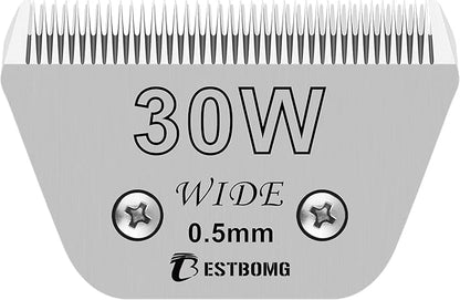 Size 30W Wide Detachable Pet Dog Grooming Blades-Cutting Length 1/50"（0.5mm）,Compatible with Andis,Oster A5,Wahl km10 Clippers
