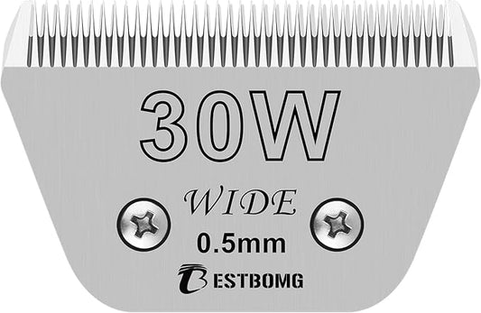 Size 30W Wide Detachable Pet Dog Grooming Blades-Cutting Length 1/50"（0.5mm）,Compatible with Andis,Oster A5,Wahl km10 Clippers