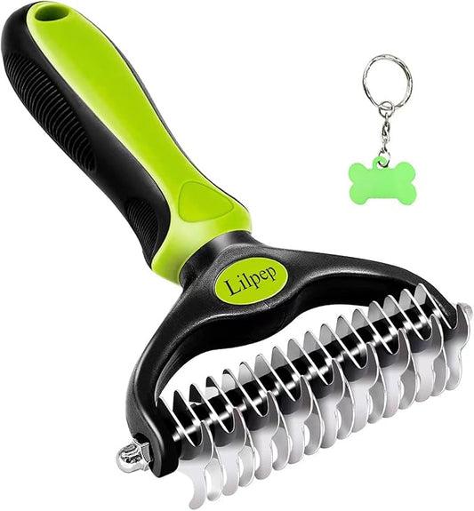Pet Grooming Tool, Double-Sided Professional Grade Undercoat rake for pet tangles and mat Removal, Safe dehairing Comb and Depilation Tool