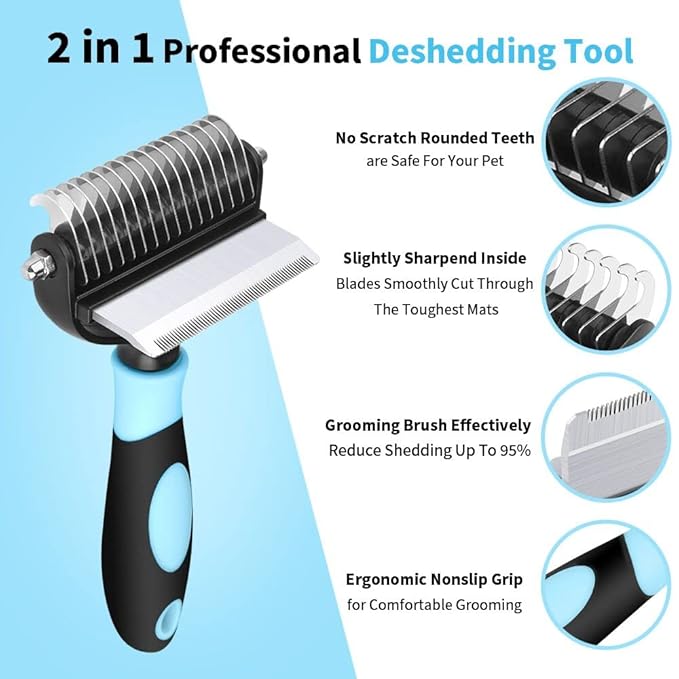 Dog Comb Pet Hair Brush Grooming 2 Sided Pet Grooming Brush