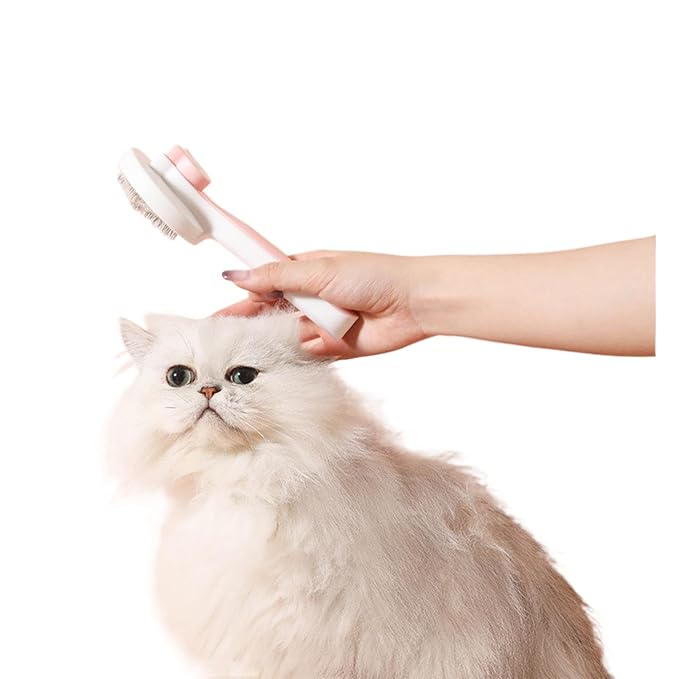 Self-Cleaning Pet Shedding Brush - Gentle Massage Brush For Dogs And Cats Reduces Shedding By 90%, One-Piece Press Design Separates Hair With Ease, 3 Colors (Blue, Pink, Gray) (Gray)