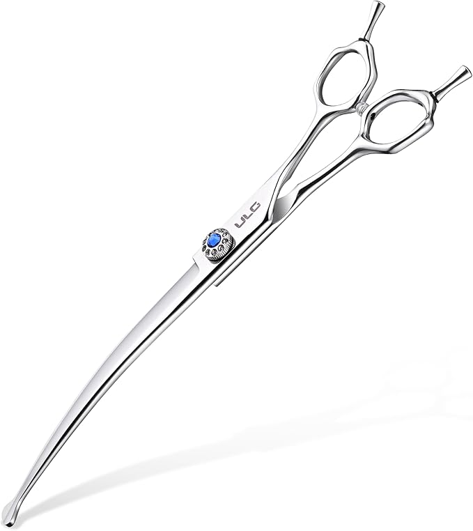 ULG Curved Thinner Dog Shears for Grooming - Ergonomic Dog Grooming Shears Sharp Curved Blender Dog Scissors for Grooming 440C Stainless Steel Grooming Scissors Professional Pet Shears
