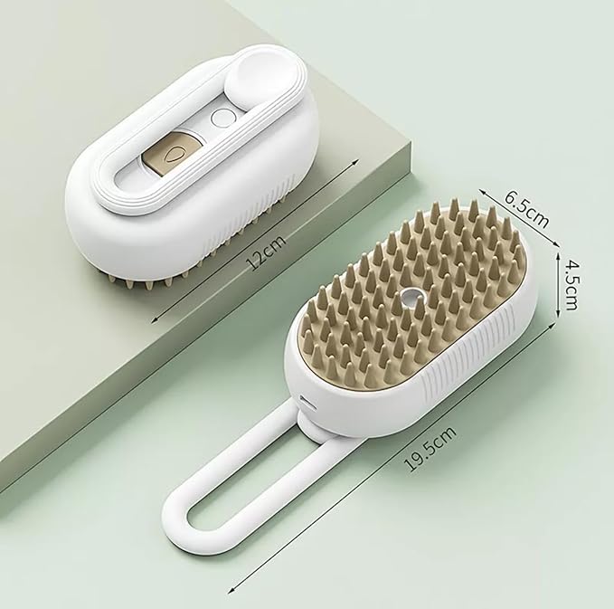 Pet Grooming Brush for Dogs, Soft Silicone Bristles, Ergonomic Handle, White and Orange