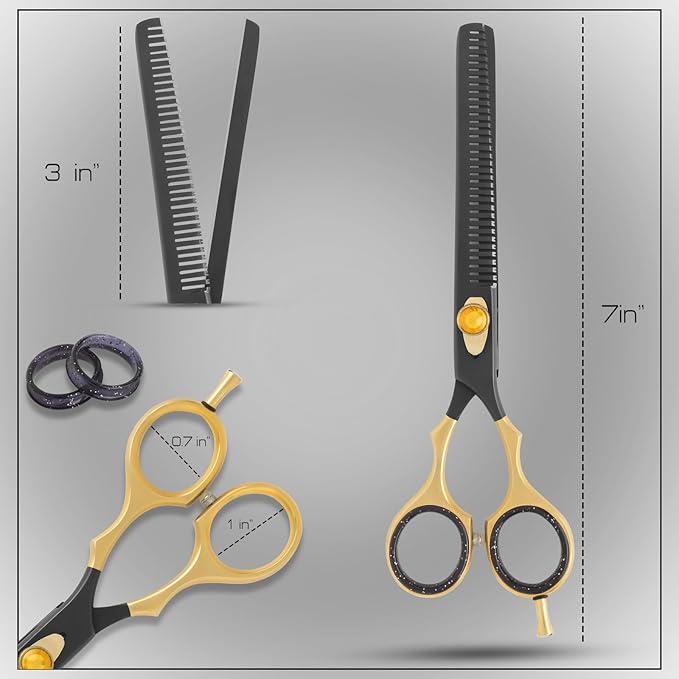 Dog Grooming Scissor,7” Professional Thinning Shear for Dogs with 34 Teeth, Japanese Stainless Steel, Blender Scissors for Dogs, Cats and other Pets with Adjustable Screw
