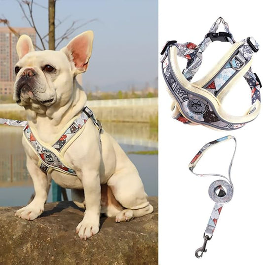 PT-010 Pet Dog Puppy No-Pull Harness Walking Training Harness with Leash Reflective Vest (Beige, Large)