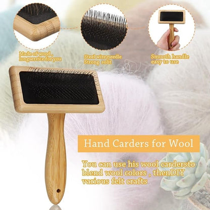HomeSoGood 2Pcs Large Wool Needle Felting Tools with Solid Wood Handle, Dog Massage Bath Brush Hair Grooming