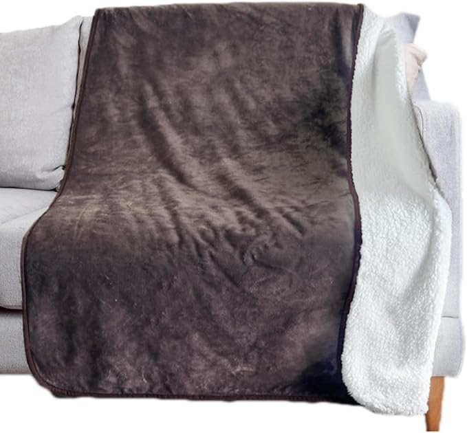 Bucephalus 50"×60" Waterproof Dog Blanket, Thick Reversible Soft Pet Blankets for Couch Bed Protection, Pee Proof Sherpa Fleece Blanket for Small Medium Large Dogs Puppy Cats Washable, Brown