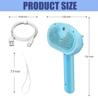 3 In 1 Grooming Brush For Cats & Dogs Spray Brush Carrying Water,Steam Generating Comb&Pets Cleansing Tools Cleaning&Massaging&Hair Removal -Gift For Pets (white)