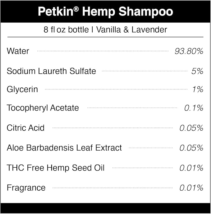 Petkin Hemp Waterless Dog Shampoo Spray – with Hemp Oil & Calming Lavender Extract, 8 fl oz – for Cats and Dogs – Soothes, Calms & Conditions, Keeps Pet Smelling Great – for Home and Travel