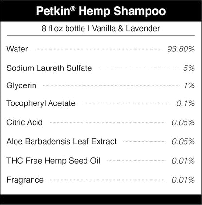 Petkin Hemp Waterless Dog Shampoo Spray – with Hemp Oil & Calming Lavender Extract, 8 fl oz – for Cats and Dogs – Soothes, Calms & Conditions, Keeps Pet Smelling Great – for Home and Travel