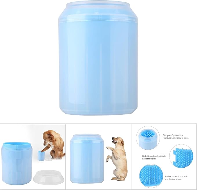 Dog Cleaner Cup, Dog Cleaner Dog Cleaner Dog Washing Station Removable Dogs Cleaning Brush Cup Pet Foot Cleaner for Small Medium Large Breed Dogs, Cats (Blue)