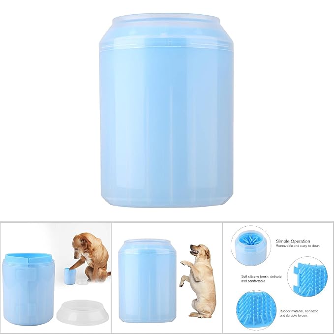 Raguso Silicone Brush Cup Pet Feet Washer Brush Dog Cat Washing Cup Pet Dog Cleaner Cup Dog Cat Cleaning Cup with Soft Silicone for Small Breed Dog & Cat (Blue)