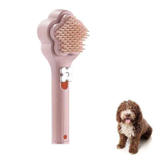 Self-Cleaning Soft Fur Brush for puppy – Scalable Gentle Grooming Brush Small Dogs Comb for Chihuahuas, Teddy Dogs, Yorkies, Maltipoos, Shih Tzus (Pink)