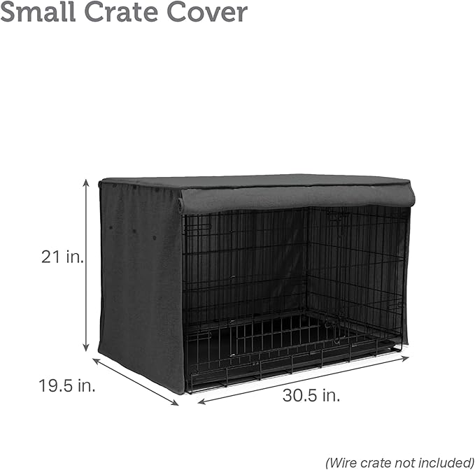 Friends Forever Metal Dog Crate Cover 30 inch, Wire Dog Kennel Cover w/Light Blocking Protective Curtain, Dog Cage Cover w/Roller Shades, Machine Washable, Trucker Black