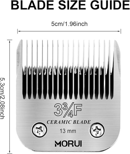 3-3/4F Cut Length 1/2"(13mm) Detachable Ceramic Pet Dog Clipper Blades Compatible with Most Andis,Oster A5 Wahl KM Series Clippers