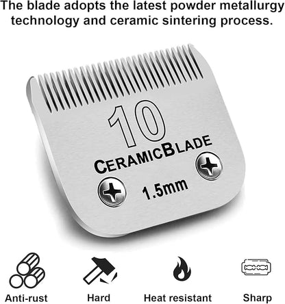 3 Pack 10 Blade Dog Grooming Blades Compatible with Andis Clippers/Oster A5/Wahl KM,Detachable Stainless Steel Blade,Size-10, 1/16-Inch Cut Length