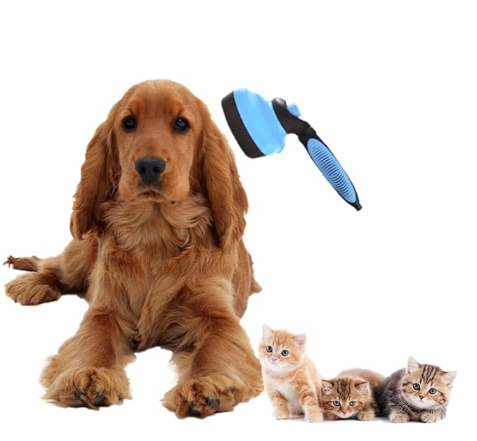 Self Cleaning Slicker Brush for Dogs, Cats and Small Pets. Gently Pet Hair Remover. One Click Cleaning Function.Reduces Shedding Dog Grooming Acceosries for Small Medium And Large Dogs.
