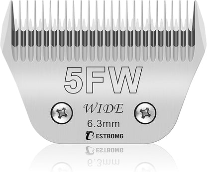 BESTBOMG Size 5FW Wide Detachable Pet Dog Grooming Blades-Cutting Length 1/4"（6.3mm）,Compatible with Andis,Oster A5,Wahl km10 Clippers