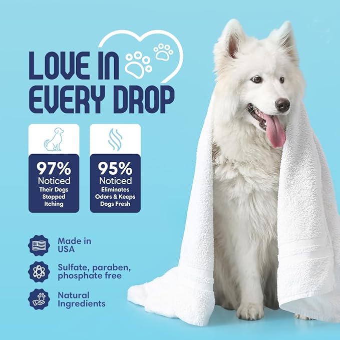 Organic Dog Shampoo - Puppy Oatmeal Shampoo for Itchy Skin Relief - Hypoallergenic for Sensitive Skin, for Dogs of All Ages, Deodorizes, Tearless, Made in USA, 16oz (Vanilla Ice Cream)