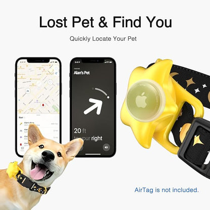 Airtag Dog Collar, Dog Collar for Large Dogs, Dog Collars for Medium Dogs, Dog Collars for Small Dogs with AirTag Holder Case, Dog GPS Tracker Collar (Black, Large)