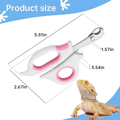 Bearded Dragon Nail Clippers,Stainless Steel Bearded Dragon Toe Nail Clippers with Precise Angled Edges (Pinky White)