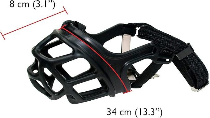 ZEUS Alpha TPR Muzzle for Large Dogs, Comfort Fit Design Prevents Biting, Barking and Chewing, Black
