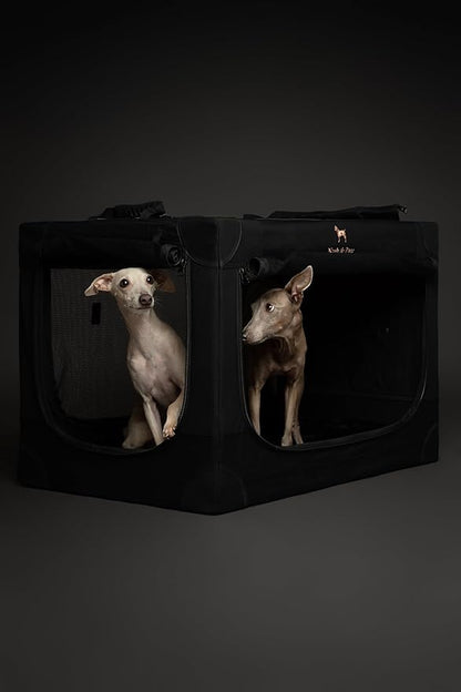 Noah & Paw Collapsible Dog Crate 30 Inches, Large Dog Crate for Large Medium Breeds, Travel Kennel for Car, Including Pet Mat for Pet Cage, 2 Storage Pockets, Handbag, 10mm Locking Zipper 30*21*21