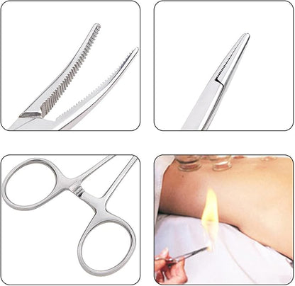 Hemostatic Forceps, Stainless Steel Dog Cat Pet Scissors Ear Hair Clamp Fishing Scissors Tools (18CM bent)