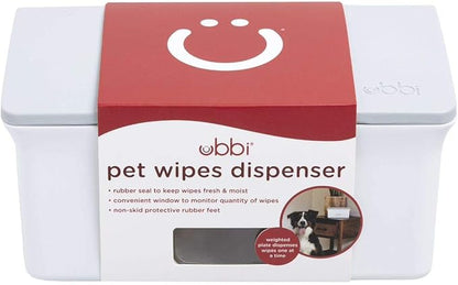 Ubbi Pet Wipes Dispenser, Grooming Wet Wipes Contianer for Dogs and Cats, Moisture Locking Wipes Dispenser, White