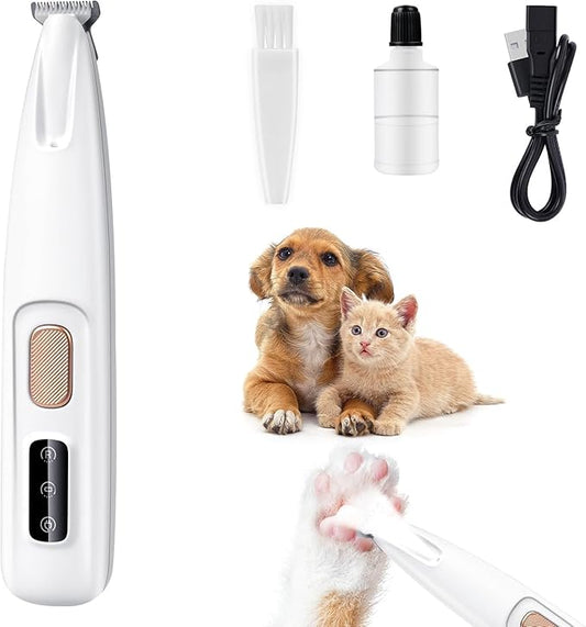 Upgraded Dog Paw Trimmer, Paw Trimmer for Dogs, Rechargeable Pet Shaver with LED Light, Low Noise Pet Hair Clippers for Paws Eyes Ears Face Rump (Brown)