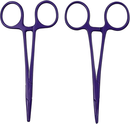 Pet Colourful Stainless Steel Hemostat Hemostatic Forcep,Pet Ear Hair Pull Forcep,Bend Head and Straight Head kit (Purple)