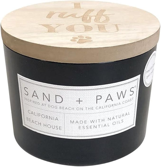Sand + Paws Scented Candle - California Beach House–Luxurious Air Freshening Jar Candles Neutralize pet Odors and Enhance Home décor – 100% Cotton Lead-Free Wicks - 12oz