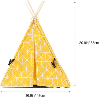 POPETPOP Dog Teepee Tent : Cat Teepee Triangle Pet Teepee Washable Cat Teepee Tent Indoor Dog House for Small Dogs