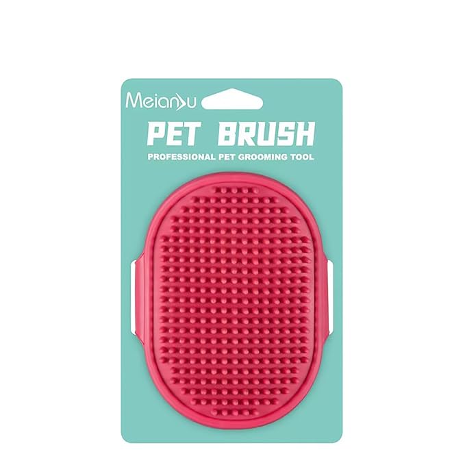 Dog Bath Brush. Dog Washing Brush.2 Sets Short Haired and Long Haired Dog and Cat Bath Brushes (rose)