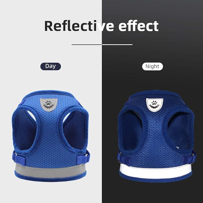 Cat Harnesses for Small Dogs - Cat Harnesses and Leashes for Walking, Adjustable Reflective Step in Dog Harness for Small Dog and Cat (Blue, XS (10.2” – 11.4”))
