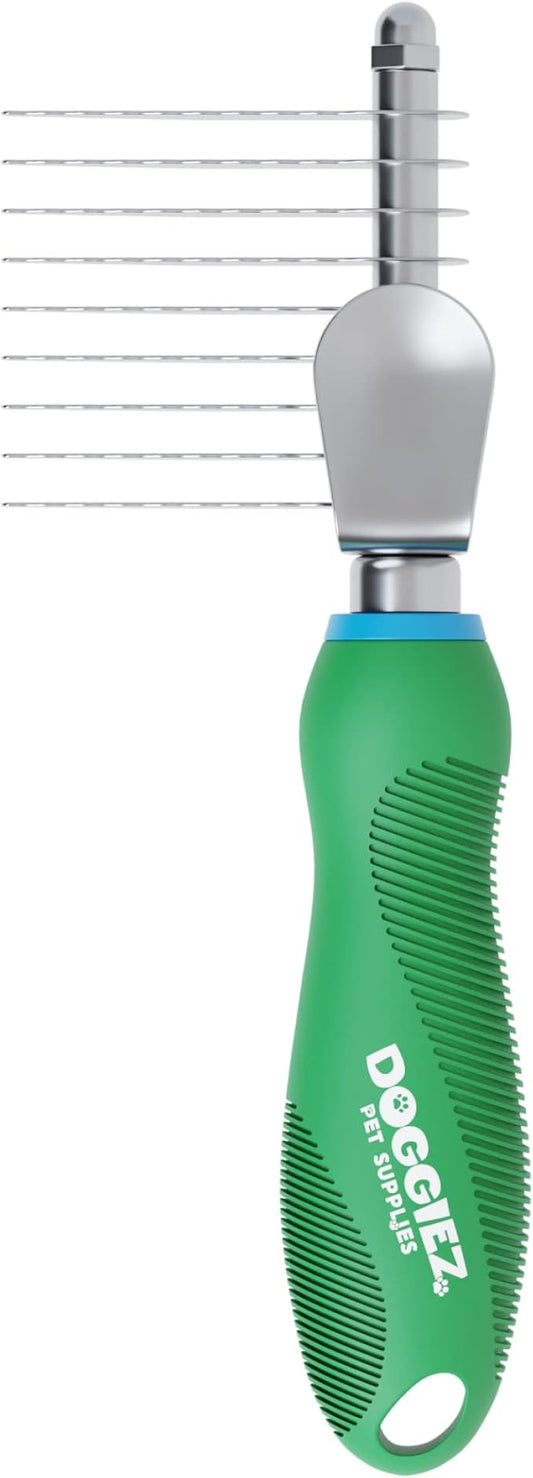 Pet Dematting Comb for Dogs & Cats - Long Hair to Medium with Safety Edge Matted Fur Rake Blades - Undercoat Mat, Tangle & Knot Remover Grooming Tool - Detangler Rake Brush