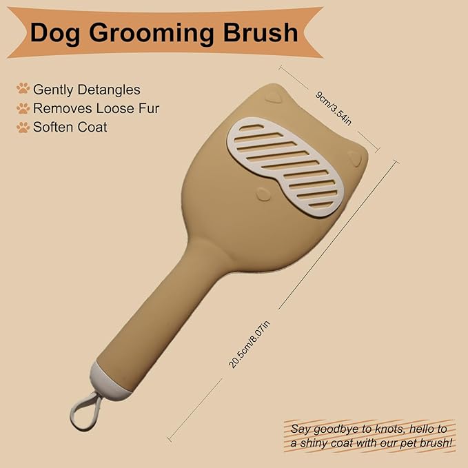 Soft Bristle Cat-Ear Puppy Brush Small Dogs Gentle Comb Grooming Tool Yorkie Shih Tzu Maltipoo Maltese (Brown)
