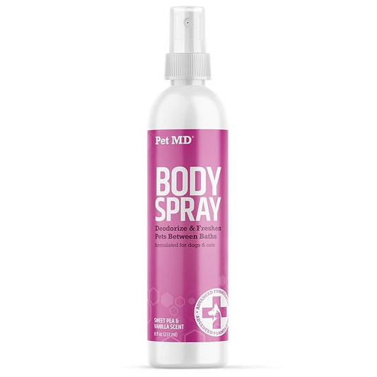 Pet MD Body Spray for Dogs & Cats, Deodorizing Dog Perfume Eliminates Odor, Long-Lasting Pet Cologne Spray for Dogs, Sweet Pea & Vanilla Scent