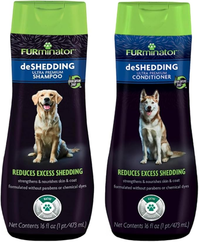 Furminator® Deshedding Ultra Premium Shampoo & Conditioner Bundle. 16oz.